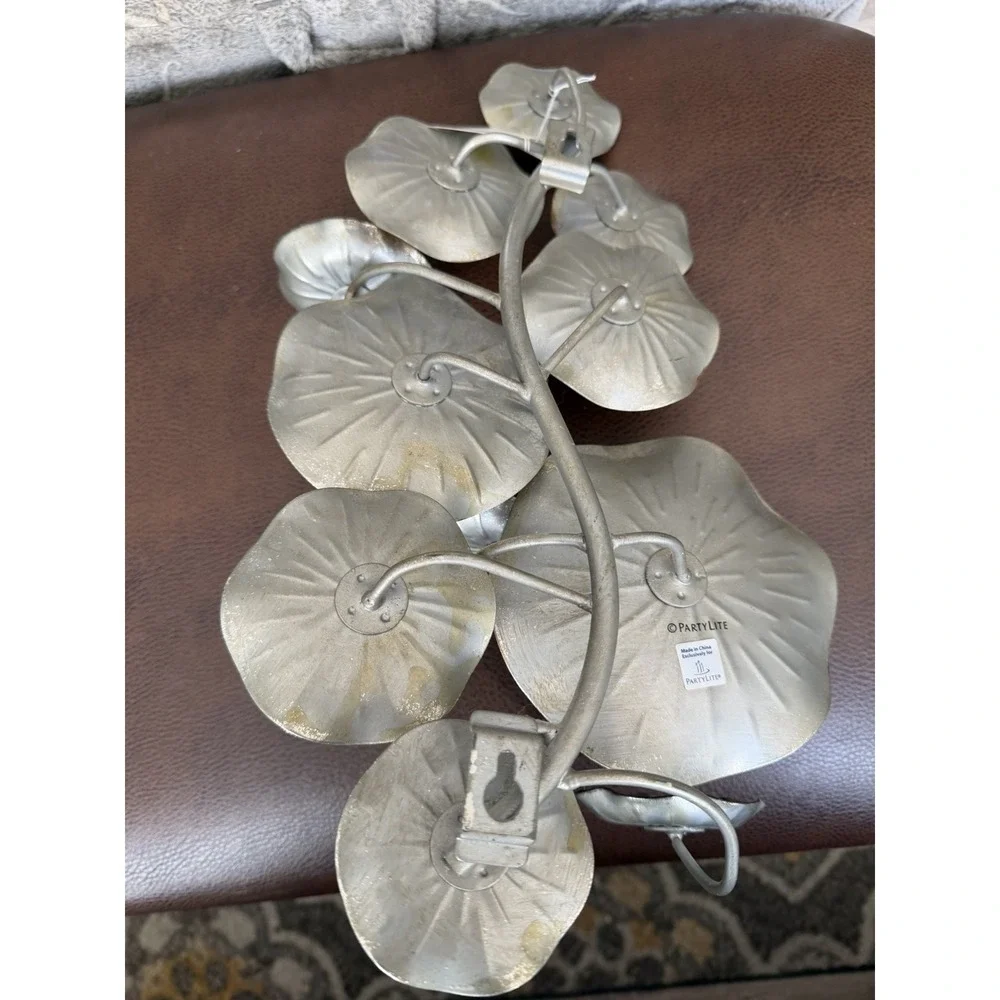 PartyLite Lotus Sconce Metallic Wall Hanging Candle Holder Silver Gold Bronze